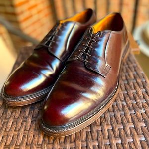 Allen Edmonds Leeds Shell Cordovan Derby Shoe - 11.5 D Burgundy - New Soles